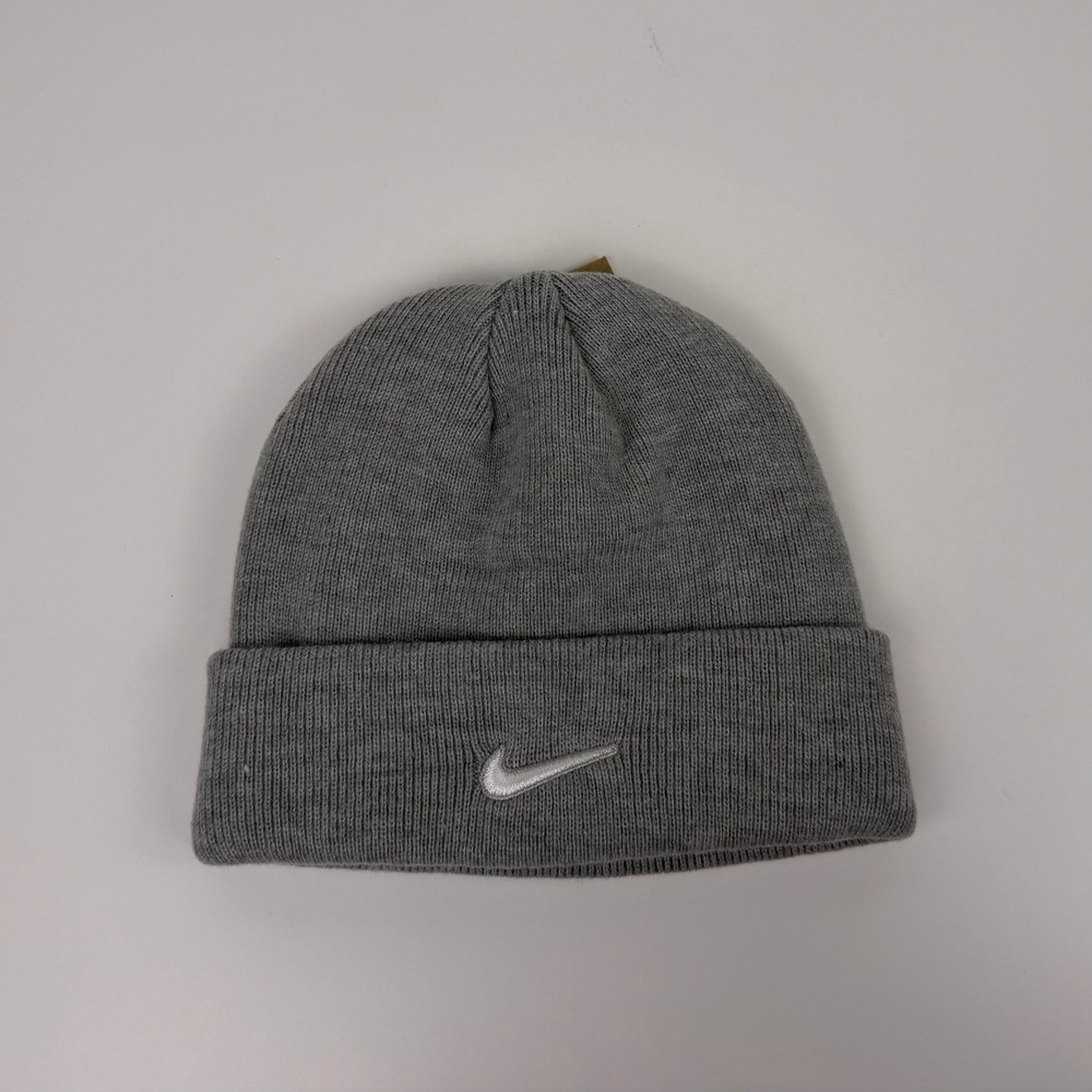Nike Terra Short Cuff Cuffed Swoosh Beanie Gray Adult One Size HF0189-063